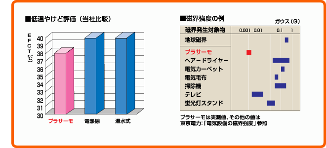 低温やけど評価と磁界強度の例